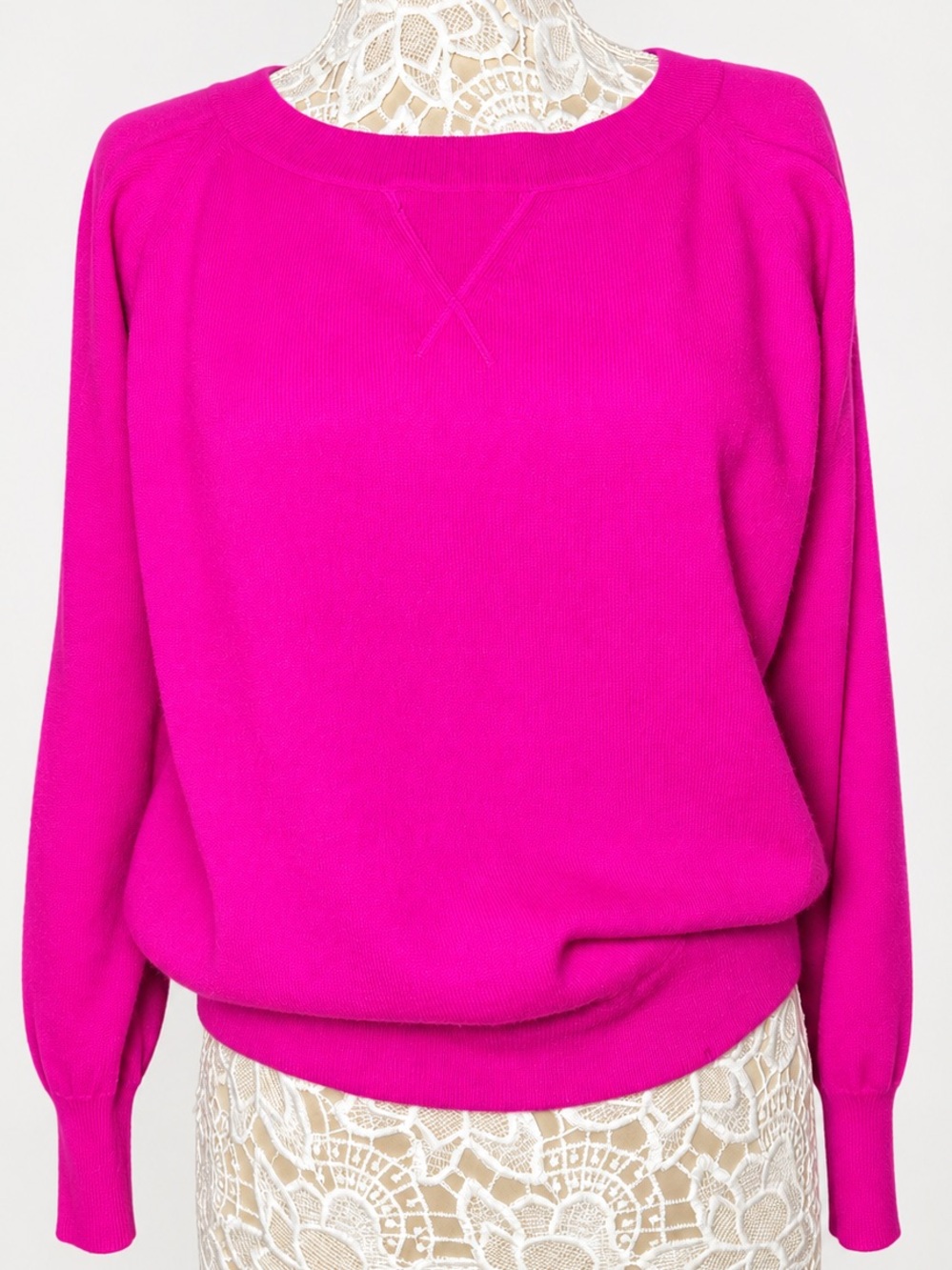 J.Crew Collection Cashmere Isabel Sweatshirt Sweater Hot Pink Fuchsia Medium